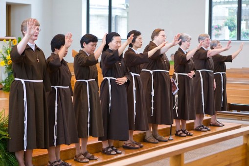 Poor Clares blessing the crowd at the end of Mass.  Photo by Colleen Kelley