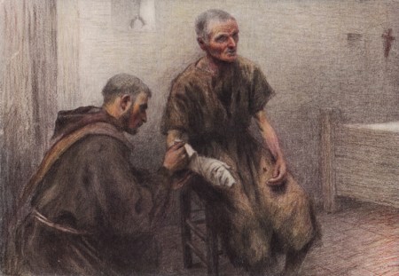 friar bentivoglia tends a leper